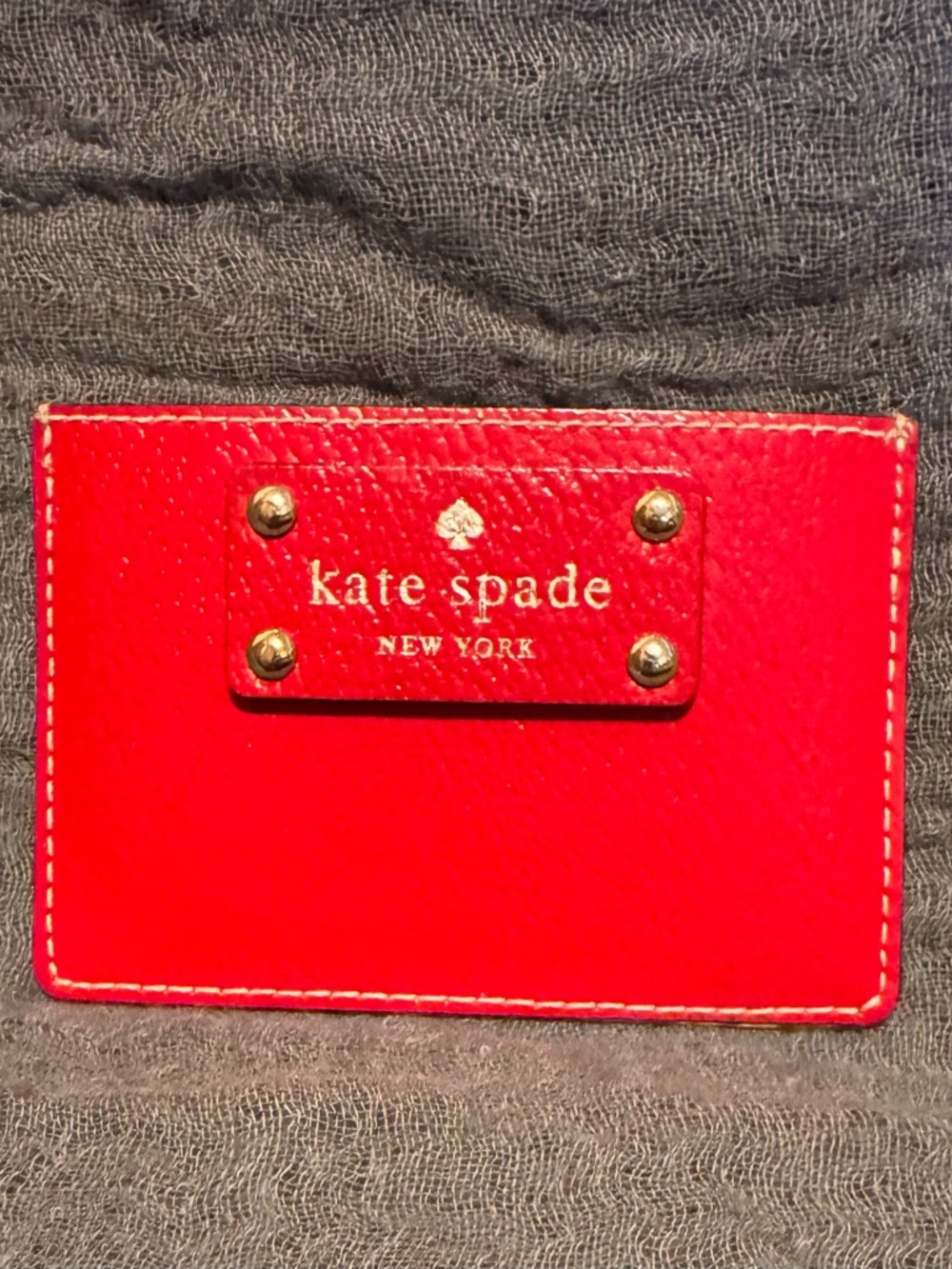 kate spade Red Leather Card Holder with Gold Hardware